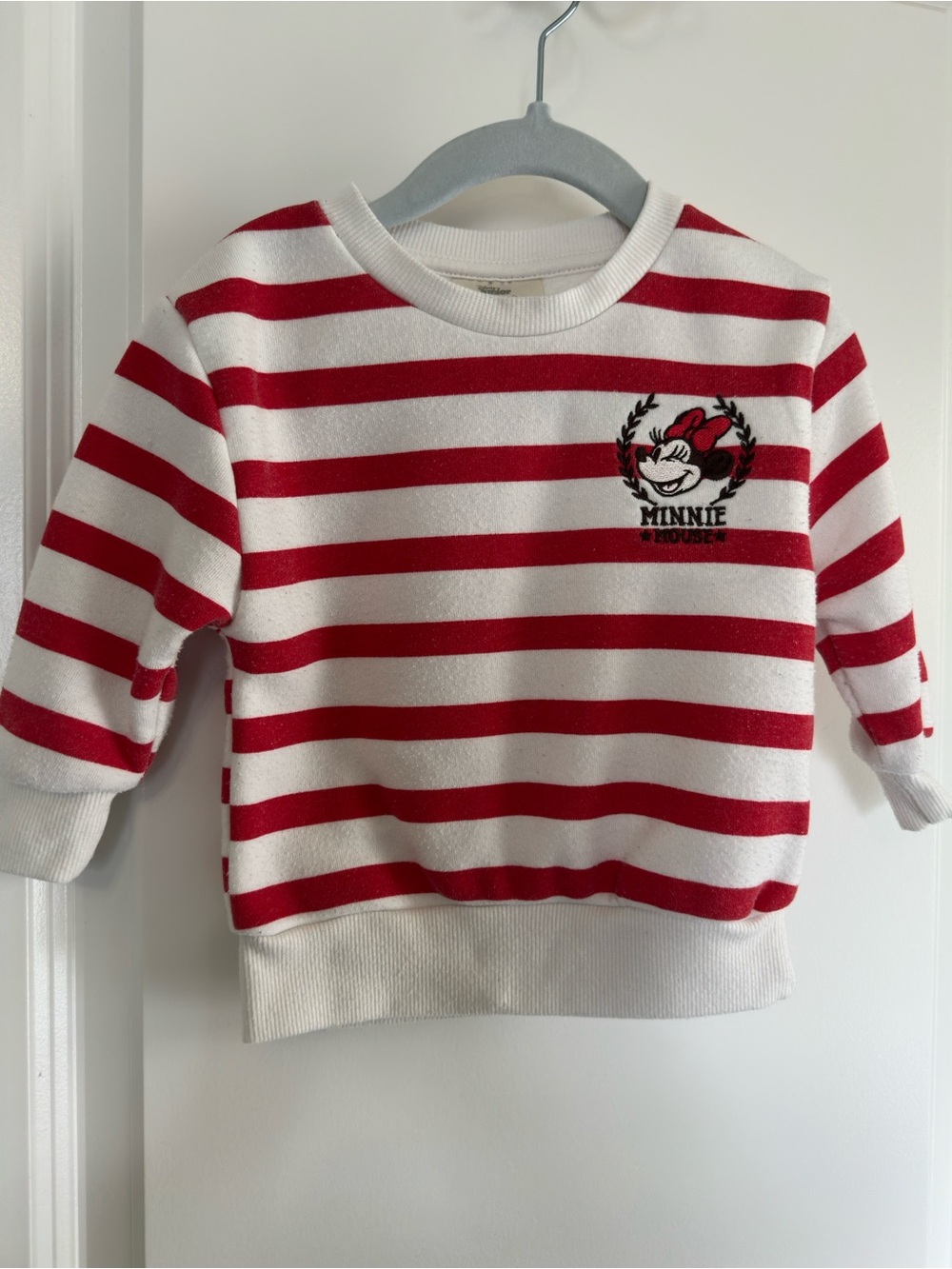 Disney Red and White Striped Minnie Sweatshirt